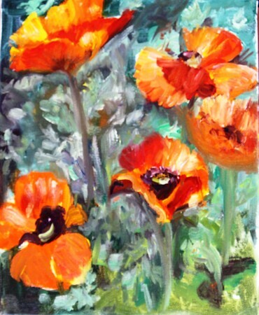 Red Poppies  In Acrylic